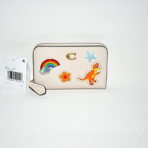 COACH Sticker Print Essential Small Zip Around Card Case in Chalk Multi #CCD21 N